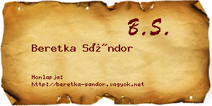 Beretka Sándor névjegykártya